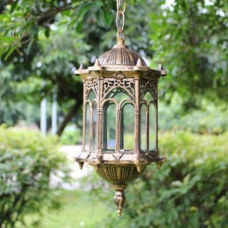 Retro Pendant Light Antique Glass Ceiling Hanging Light Shade Indoor Outdoor Chandelier Bronze Ø15.5CM