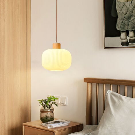 Modern Pendant Light Round Glass Hanging Lamp Shade Adjustable Ceiling Lamp for Kitchen Dining Room Ø30CM