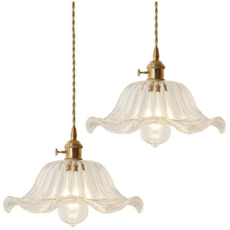 Industrial Vintage Pendant Lamp Glass Metal Ceiling Hanging Light Adjustable Chandelier for Loft Kitchen Coffee Transparente 2Pcs (1/5)