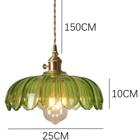 Vintage Ceiling Pendant Light Glass Lotus Hanging Light Indoor Chandelier for Loft Coffee Bar Kitchen Island Green