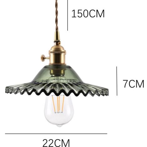 Vintage Ceiling Pendant Light Fixture Decorative E27 Hanging Lamp Glass Chandelier Lamp Shade 2Pcs Green