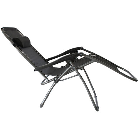 Garden zero gravity chair leisure recliner with headrest multifunctional folding chair outdoor garden beach (Black) - Black