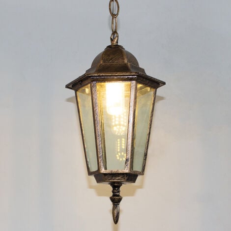 Retro Pendant Light Antique Glass Ceiling Hanging Light Shade Indoor Outdoor Chandelier Bronze Ø17.5CM
