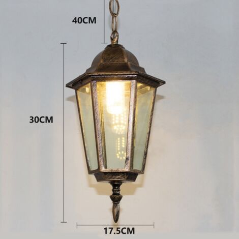 Retro Pendant Light Antique Glass Ceiling Hanging Light Shade Indoor Outdoor Chandelier Bronze Ø17.5CM