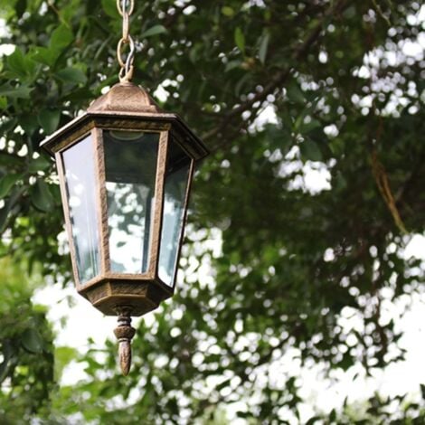 Retro Pendant Light Antique Glass Ceiling Hanging Light Shade Indoor Outdoor Chandelier Bronze Ø17.5CM