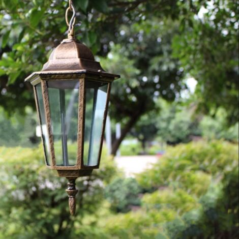 Retro Pendant Light Antique Glass Ceiling Hanging Light Shade Indoor Outdoor Chandelier Bronze Ø17.5CM