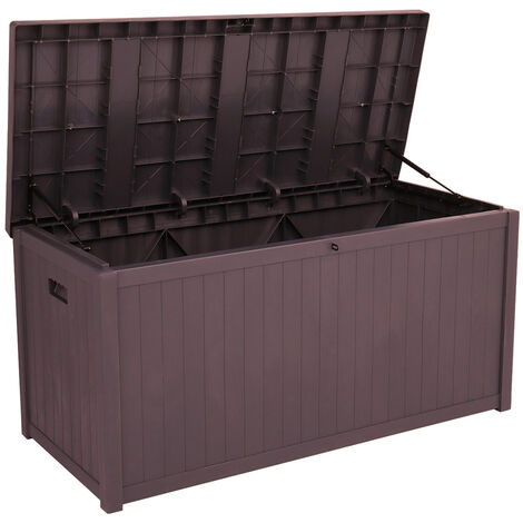 Courtyard storage box rectangular waterproof plastic storage box outdoor garden balcony Brown - Brown