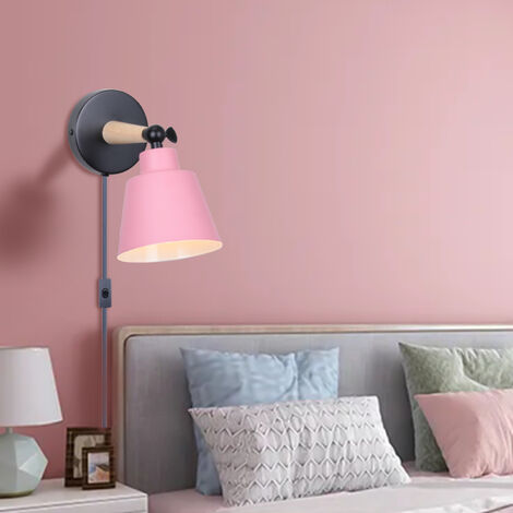 Wall Light Metal Wooden Wall Lamp Pink ...