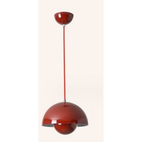 Modern Pendant Light Metal Ceiling Lamp Indoor Hanging Lamp Adjustable Chandelier Red Lampshade Ø23CM