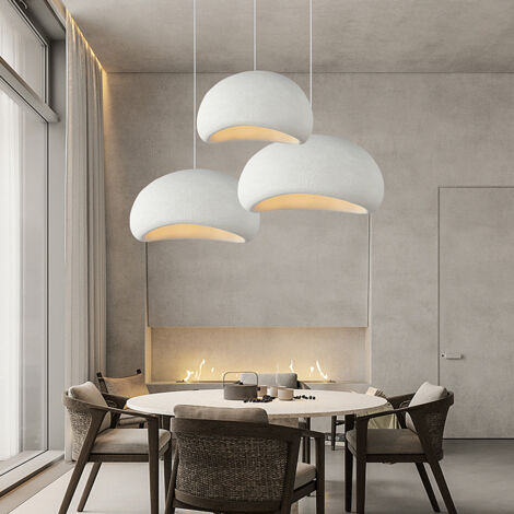 Vintage Pendant Light Creative Ceiling Lamp Shade Adjustable Hanging Light White for Kitchen Island Bar Cafe Ø30CM