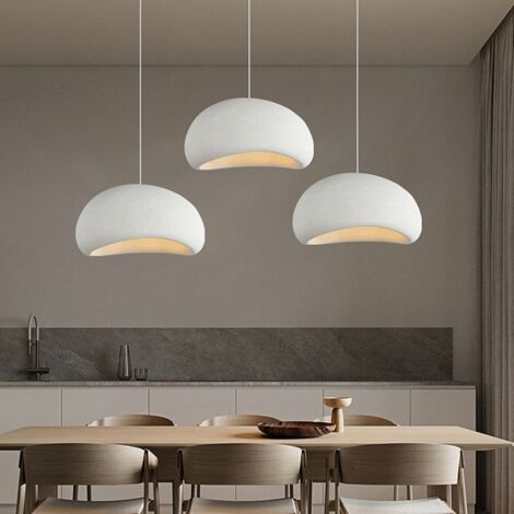 Vintage Pendant Light Creative Ceiling Lamp Shade Adjustable Hanging Light White for Kitchen Island Bar Cafe Ø30CM