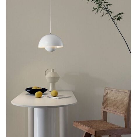 Modern Pendant Light Metal Ceiling Lamp Indoor Hanging Lamp Adjustable Chandelier White Lampshade Ø23CM