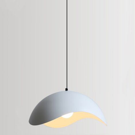 Vintage Industrial Ceiling Pendant Light Fixtures Adjustable Hanging Lamp White Metal Chandelier Lampshade Ø30CM