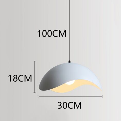 Vintage Industrial Ceiling Pendant Light Fixtures Adjustable Hanging Lamp White Metal Chandelier Lampshade Ø30CM