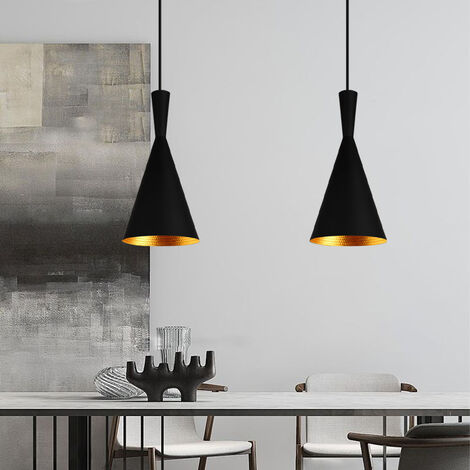 E27 Modern Pendant Ligh Adjustable Hanging Ceiling Lamp Black Metal Chandelier 3 Pcs