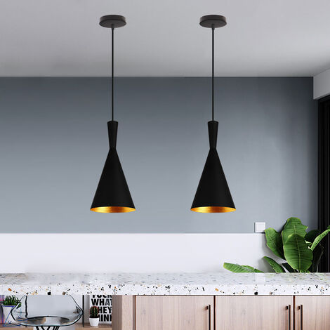 E27 Modern Pendant Ligh Adjustable Hanging Ceiling Lamp Black Metal Chandelier 3 Pcs