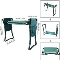 2 in 1 portable garden kneeling chair,foldable bench gardening lawn knee kneeling pad mat soft padded - Green