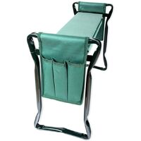 2 in 1 portable garden kneeler stool seat, folding knee pad garden bench with 2 small tool bags lightweight practical - Green