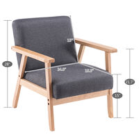 Linen fabric art single armchair retro sofa chair bedroom living room lounge chair Gray - Grey