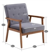 Wooden single armchair, modern fabric armchair living room bedroom balcony Gray - Grey