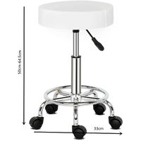 Modern bar stool adjustable swivel dining chair PU round soft stool kitchen bar salon chair White -  White