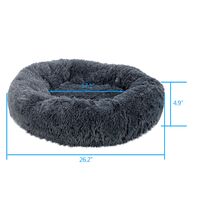 Luxury washable round calming fluffy cushion plush pet bed soft non-slip donut dog bed Navy blue - Navy blue
