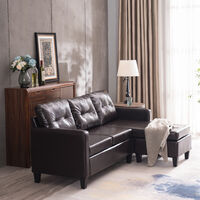 Corner sofa L shaped combination sofa modern indoor home sofa set living room lounge dark brown - dark brown 
