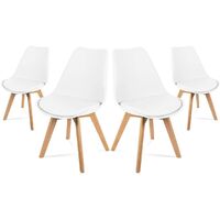 4 pcs Modern Interior Decoration Tulip Chair Solid Wood Creative Bedroom Living Room Kitchen Dining Chair White - White