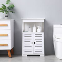 Freestanding bathroom cabinet modern floor locker cabinet home storage box toilet bedroom White - White