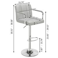 6 pcs bar stool kitchen breakfast chair with backrest armrest adjustable height swivel modern indoor chair Gray - Gray