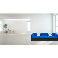 6 seater modern rattan modular sofa L shaped corner sofa rattan set living room bedroom Black - Black Embossed