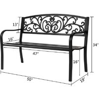 Garden metal bench outdoor furniture leisure bench wrought iron double chair terrace park Black - Bronze