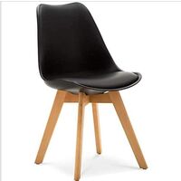 4 pcs Solid Wood Tulip Chair Modern Dining Chair Tulip Chair Fashion Creative Restaurant Chair Leisure Computer Home Chair Black - Black