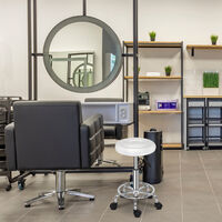 Modern adjustable height bar stool modern round swivel salon soft stool indoor kitchen office White - White
