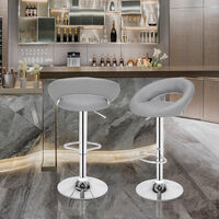 4 pcs modern bar stool faux leather adjustable height 360°rotating round high chair bar living room Gray - Gray