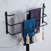 3 layer stainless steel towel rack multi-purpose indoor wall-mounted towel rack 60cm Black - Black