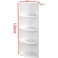 4 layer corner bookshelf solid wood fan-shaped floor-to-ceiling multifunctional storage rack White - White