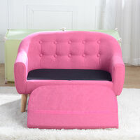 Children's double fabric sofa removable washable indoor home armchair game room bedroom Rose Red - Rose Red