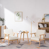 Simple armchair living room bedroom modern creative wooden single lounge chair - Beige