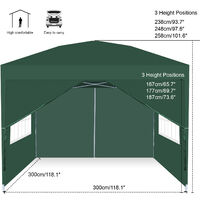 Waterproof pop-up garden pavilion outdoor party camping wedding beach tent with window 3x3M - Green