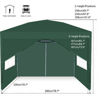 Portable gazebo awning outdoor garden party beach pop-up waterproof tent with window 2x2M - Green