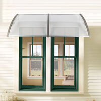 Outdoor door and window awning, front door transparent garden terrace rain cover eaves canopy 190*100cm - Silver