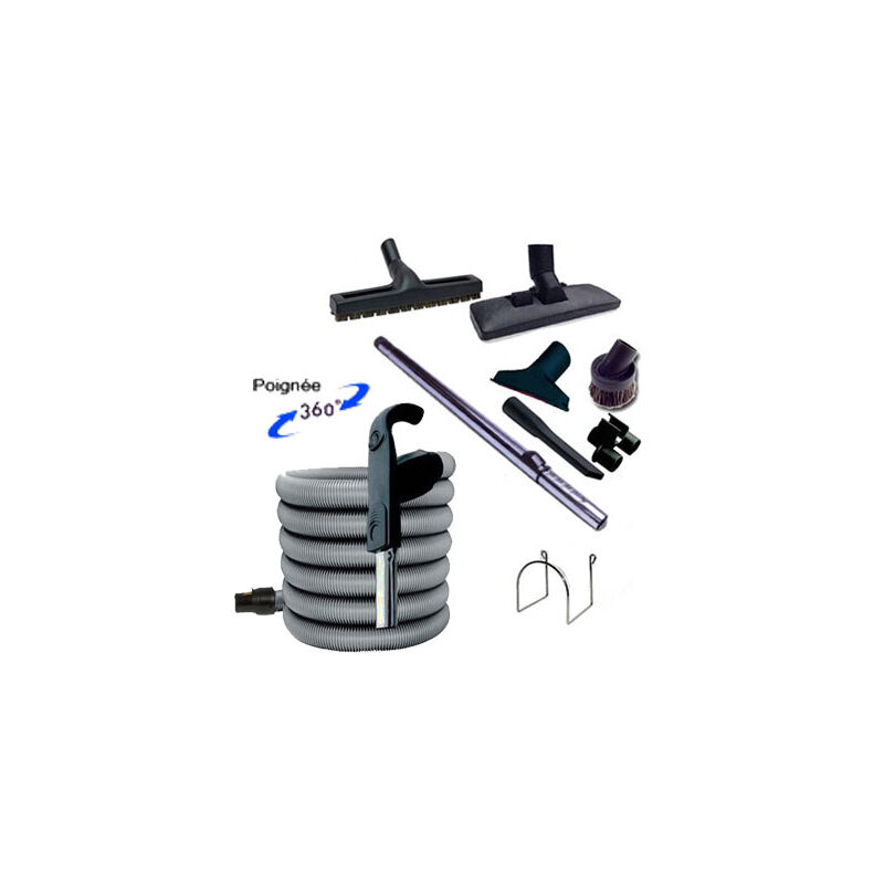 Kit Accessoires Aspiration 8 Pièces + Flexible 10m Avec Interrupteur - Pour Nettoyage Professionnel
