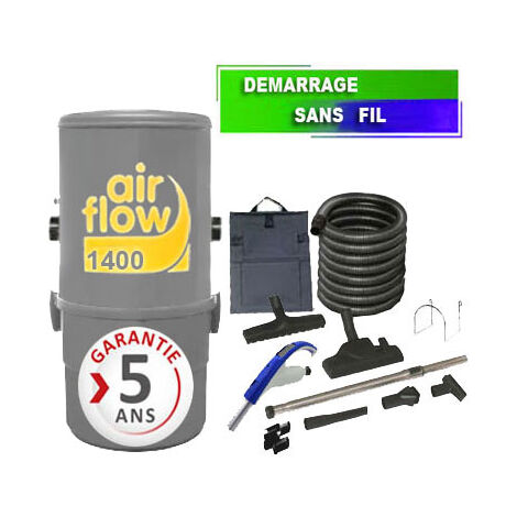 Aspirateur central type ALDES, Airflow 1400 (surface jusqu’à 180 m²) + set accessoires - Garantie 5 ans