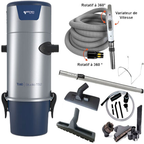 Aspiration centralisée AERTECNICA TS2 (jusqu’à 400 m²), Sans sac - GARANTIE 3 ANS - Avec 1 trousse flexible à variateur 9 M + 8 accessoires + kit de nettoyage micro (AA081) offert (1/5)