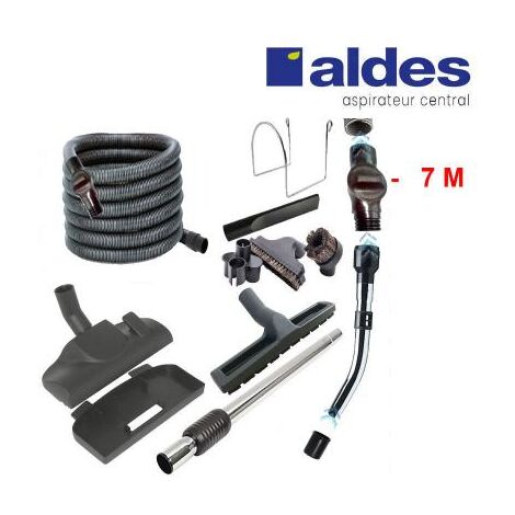 Set ALDES 8 accessoires + 1 flexible avec poignée standard chromée remplace la poignée de commande pneumatique ALDES 11070062 avec douille de démarrage et vanne d’arrêt - longueur au choix - 7m