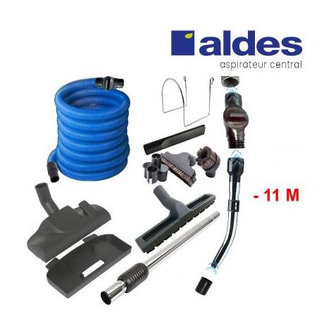 Set ALDES 8 accessoires + 1 flexible avec poignée standard chromée remplace la poignée de commande pneumatique ALDES 11070062 avec douille de démarrage et vanne d’arrêt - longueur au choix - 11m