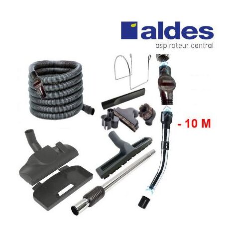 Set ALDES 8 accessoires + 1 flexible avec poignée standard chromée remplace la poignée de commande pneumatique ALDES 11070062 avec douille de démarrage et vanne d’arrêt - longueur au choix - 10m