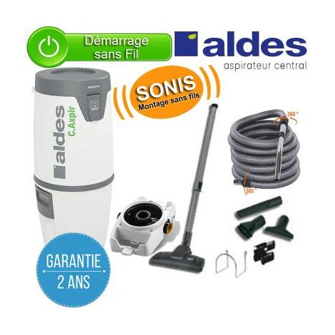 Aspirateur central ALDES Pack C.AXPIR COMFORT- Garantie 2 ans - Surface jusqu’à 300 m² - Set de nettoyage - Berceau mural offert
