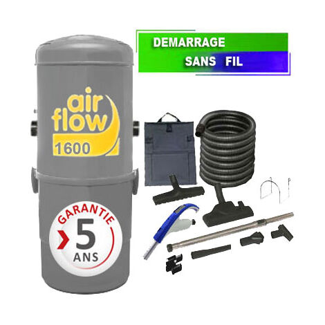 Aspirateur central type ALDES, Airflow 1600 (surface jusqu’à 300 m²) + set accessoires - Garantie 5 ans